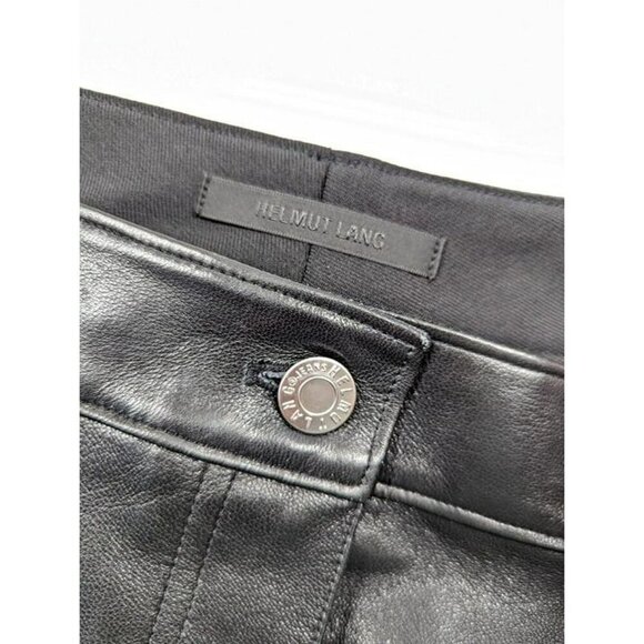 Helmut Lang Women's Black Leather-Trimmed Garter Skirt Size 10 (MSRP $425) - Picture 7 of 8